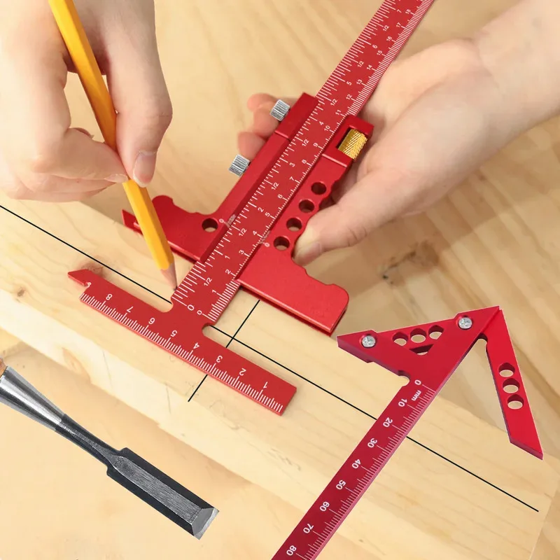 

Прецизионная линейка с раздвижной кромкой и центральная чертилка для деревообработки, маркировочная линейка, метрическая и дюймовая линейка для обрамления, ручные инструменты «сделай сам»