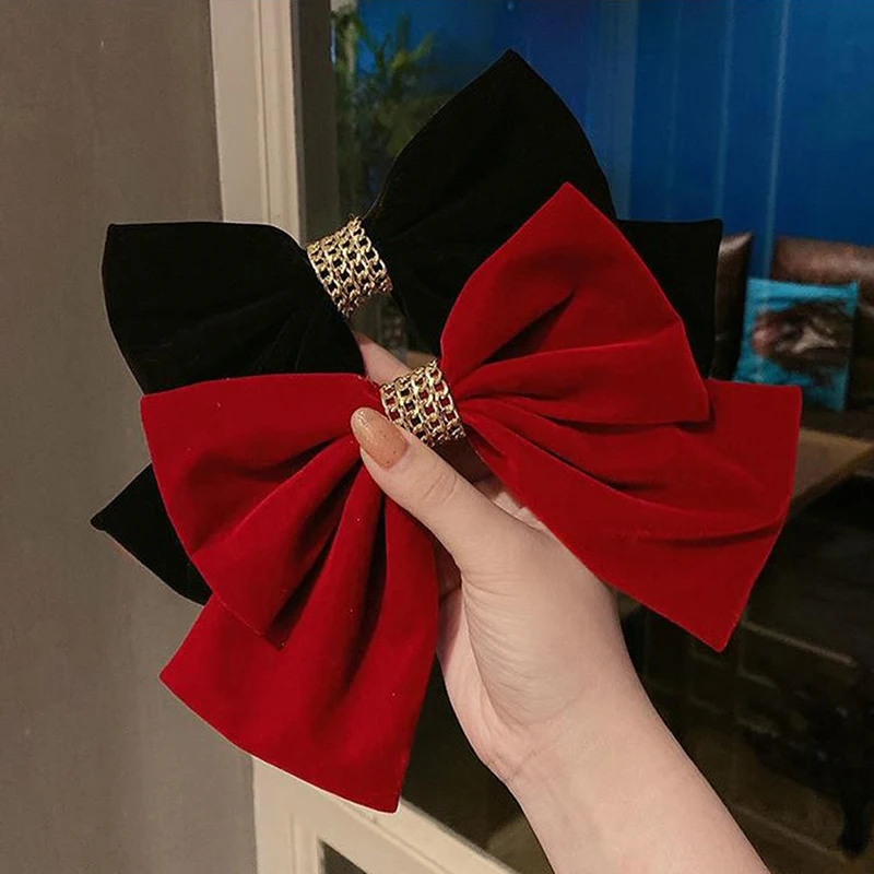 New Arrival Red Large Bows Hair Clip Women Girls Korean Sweet Back Of The Head Spring Clip Headgear Hair Accessories