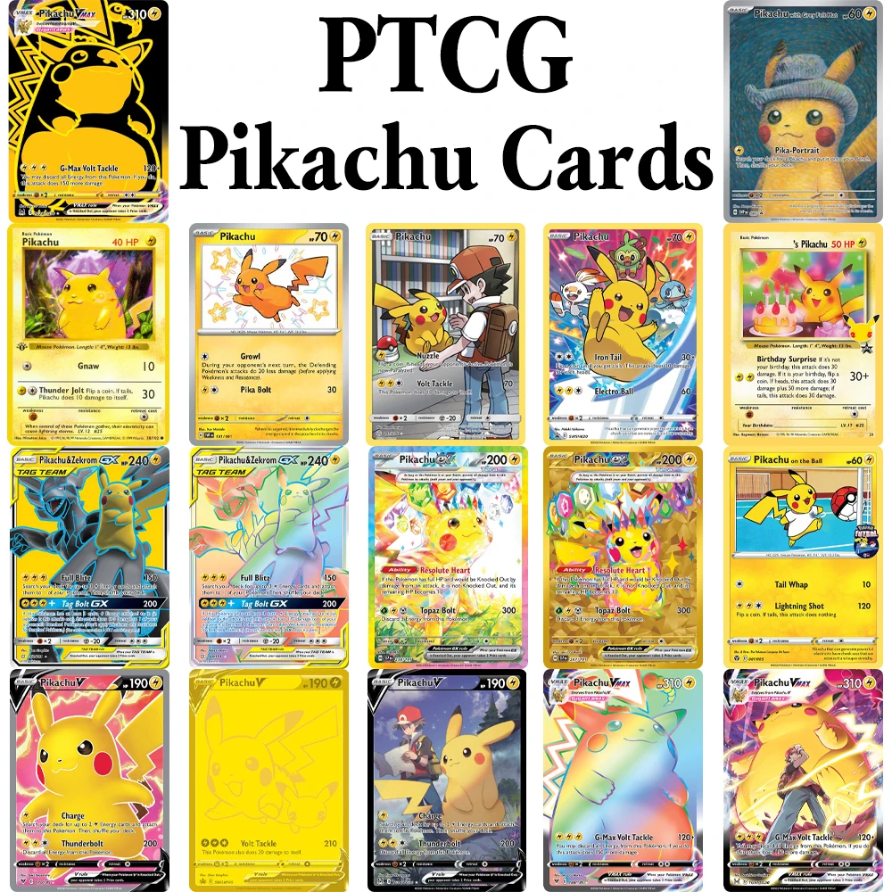 

Pikachu Proxy Cards Foil/Regular PKM Trading Cards TCG Top Quanlity EX/VMAX Collectible Card Basic Holographic PTCG Board Game
