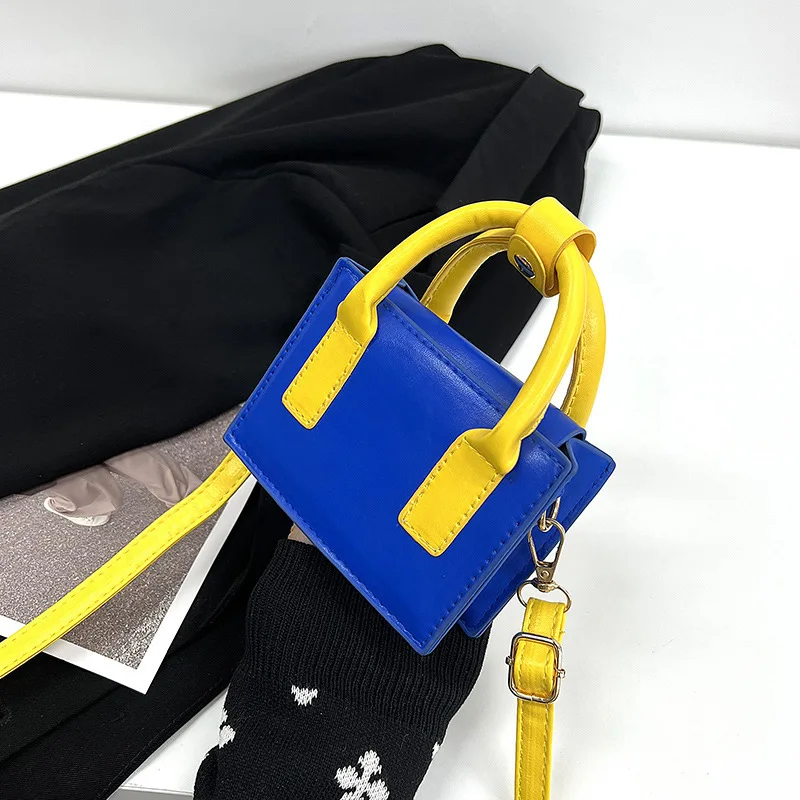 Contrast Color Mini PU Crossbody Bag 2024 New Female Designer Magnetic Buckle Exquisite Underarm Bag Fashion High Street Handbag