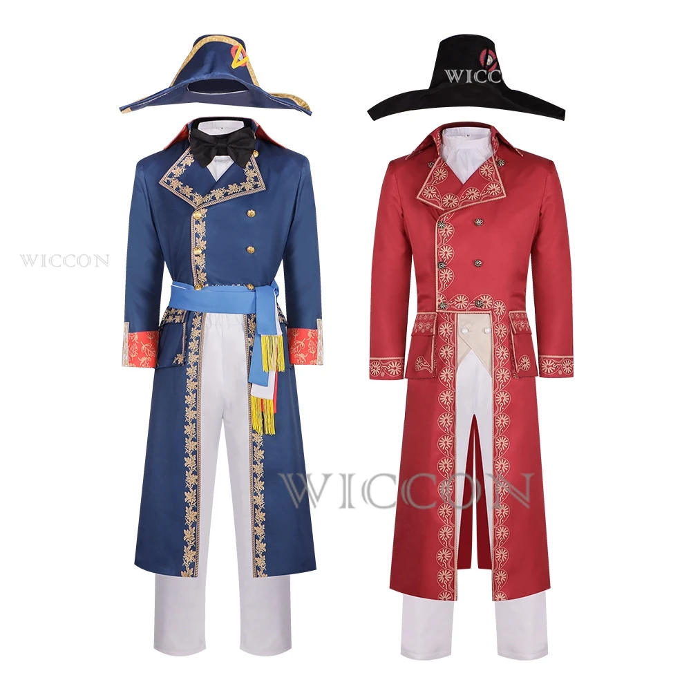 

Movie Napoleon Cosplay Costume French Emperor Cosplay Military Uniform Full Suit Coat Hat Sold Halloween Role play Party For Man