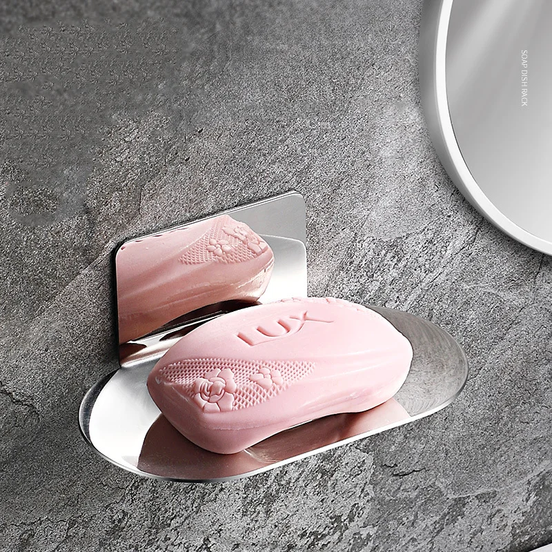 رف تخزين صابون الحمام من الفولاذ المقاوم للصدأ، حامل أطباق صابون الاستحمام، رف تخزين إسفنجي جداري ذاتي اللصق لمنظم المطبخ #3