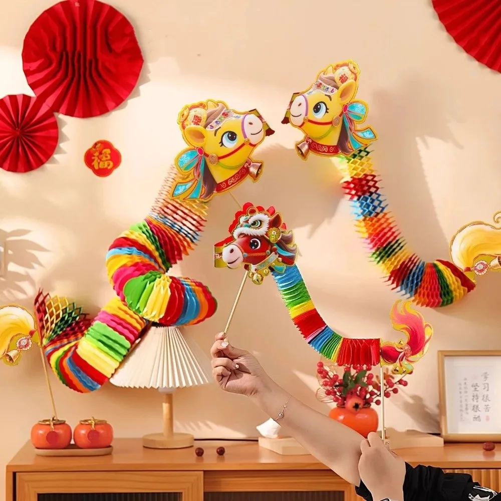 

Cartoon Chinese Paper Dance Horse 3 D 2026 Horse Year Handheld Horse Ornaments Craft Handmade New Year Decoration