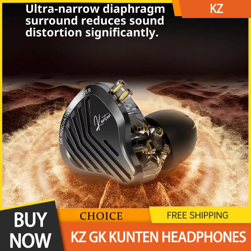 Kz Gk Kunten Dynamic Drive Auriculares Hifi 2pin Auriculares de graves pesados Auriculares de metal Auriculares deportivos desmontables Personalizados