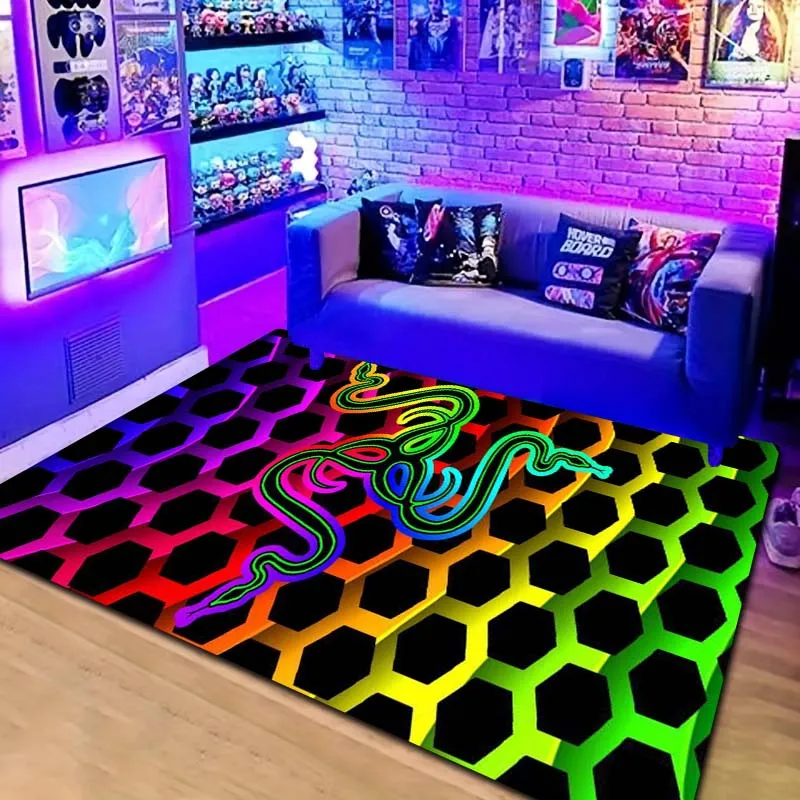 

2026 New 3D Game Razer Logo Printed Carpet Home Living Room Bedroom Decoration Anti slip Bathroom Kitchen Entrance Carpet Gift