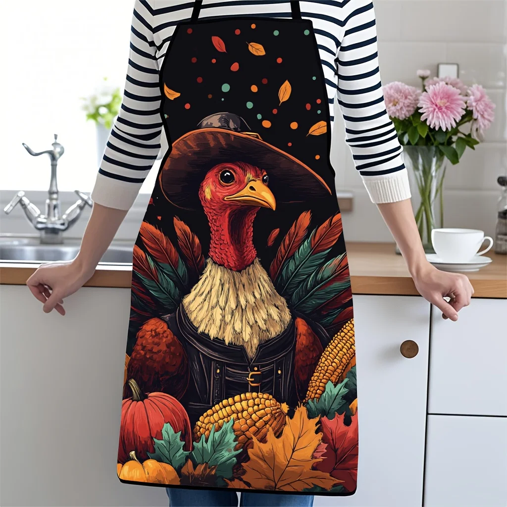 Autumn Harvest Rooster Fall Cooking Apron Apron Smoker BBQ Kitchen Apron Gift for Farmers