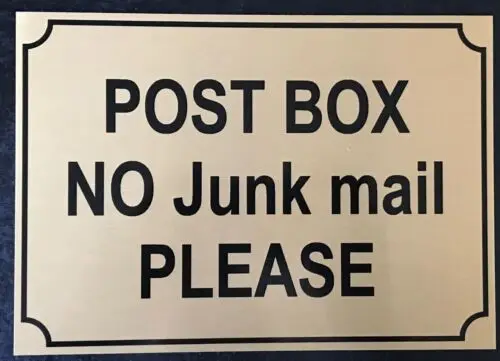 1p,Custom POST BOX NO JUNK MAIL Personalised Printed Metal Sign Number Text Name