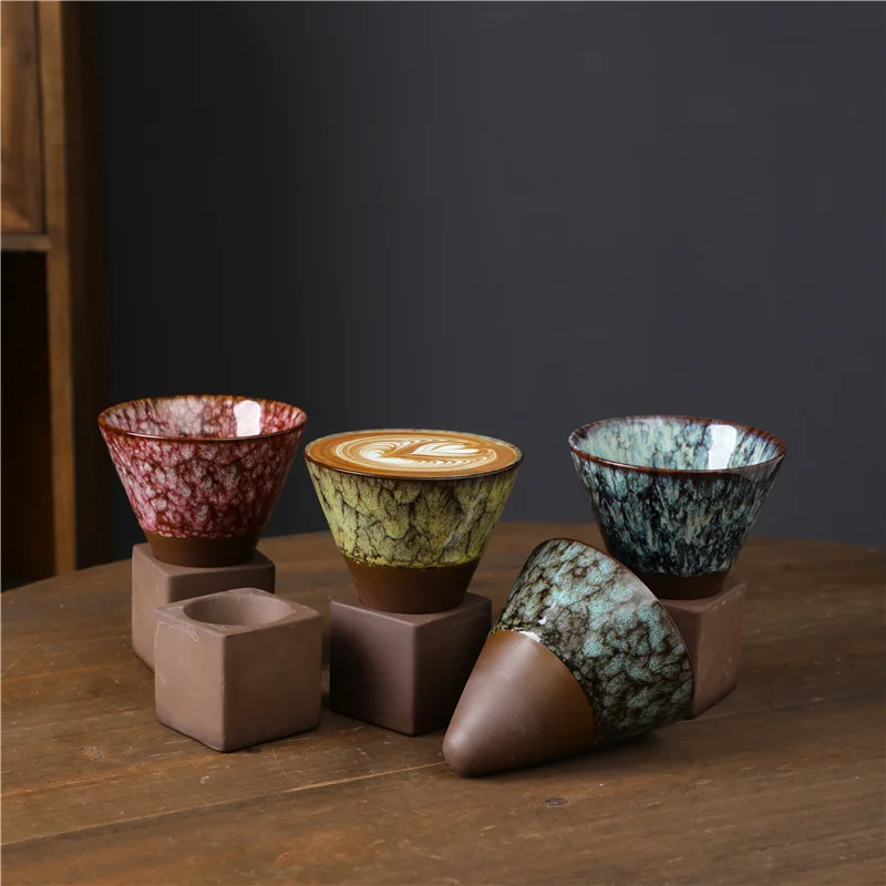 200ML Retro Ceramic Coffee Mug Creative Pottery CoffeeTea Cup Japanese Latte Pull Flower Porcelain Home Art Decorative Cups