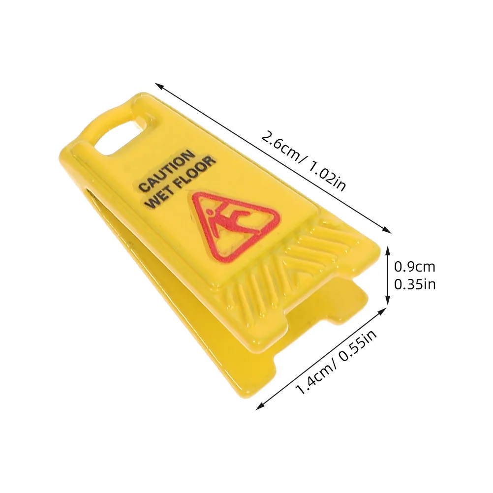 8Pcs Dollhouse Accessories Mini Wet Floor Warning Signs Realistic Caution Safety Signs Slippery Floor Props for Scene Decoration