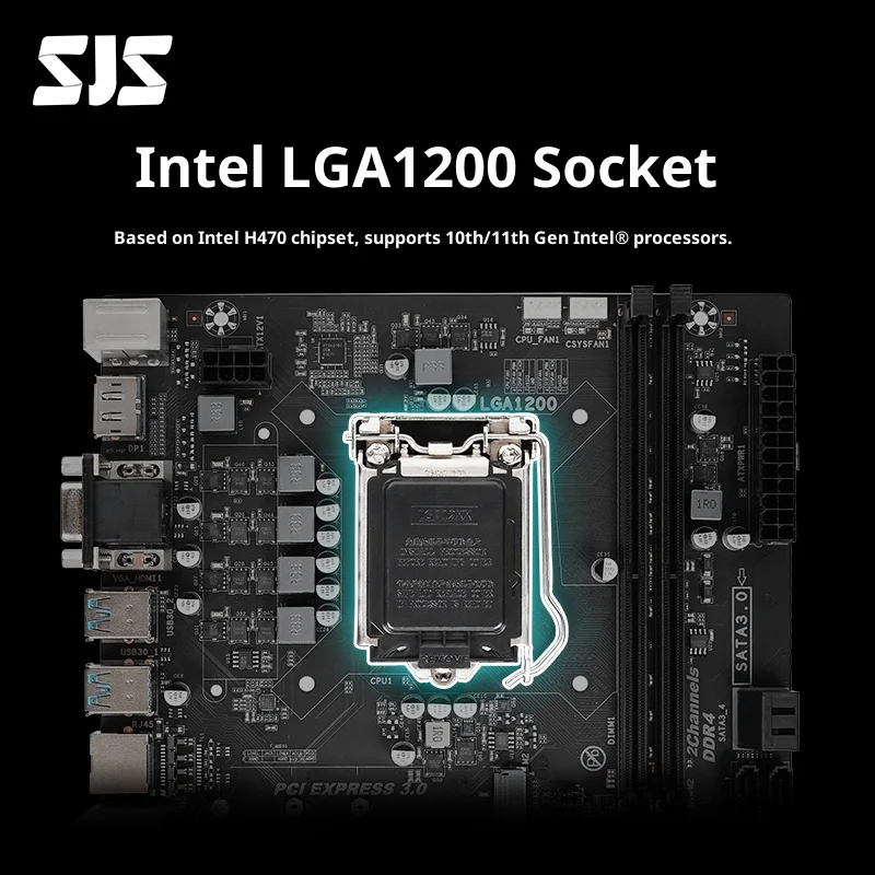 سيجيشي ‌ اللوحة الأم H470-VH - DDR مزدوج، وحدة المعالجة المركزية Intel 10th/11th Gen، تصميم Micro ATX