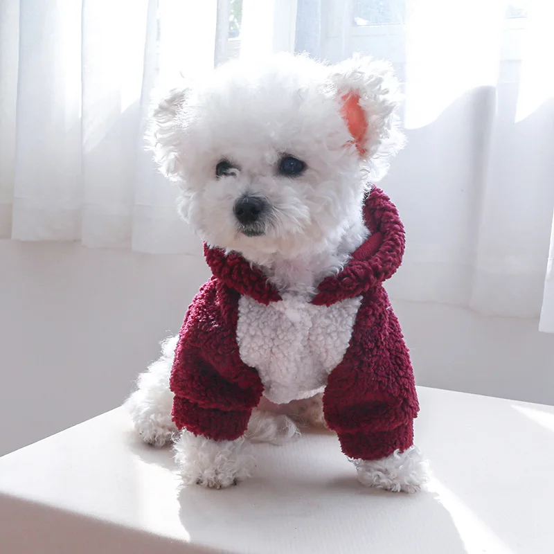 Thicken Warm Sherpa Fleece Dog Coat Winter Dog Clothes for Small Medium Dogs, Puppy Hooded Sweater Yorkie Chihuahua Pet Apparel image 6