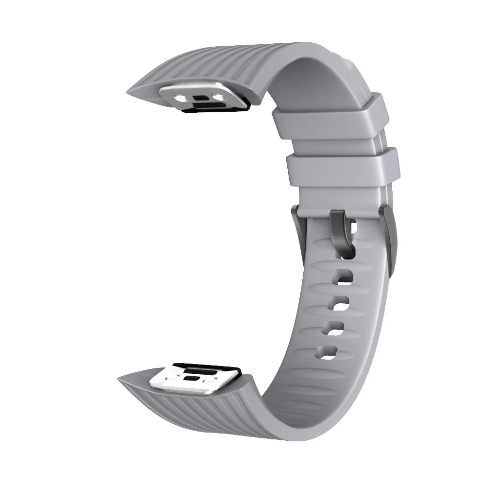 Silicone Watchband Replacement Grey L Size Flexible Soft Comfortable Strap for Smart Watch Sport Work Travel Wrist Band