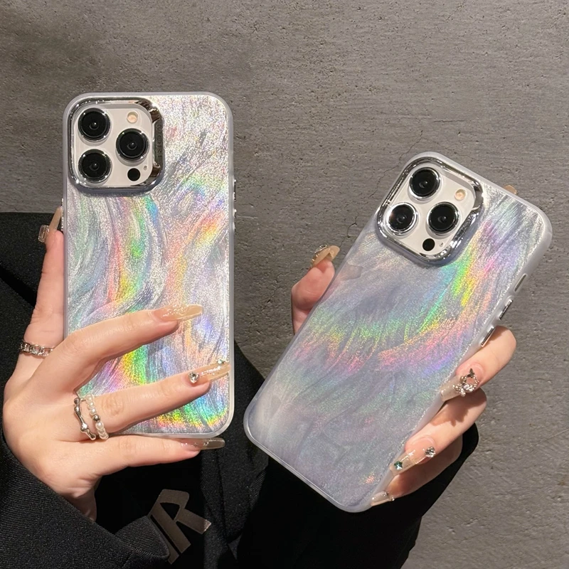 New Original binding Luxury Camlet Pattern Laser Phone Case For iPhone 11 12 13 14 15 Pro Max Plus Shockproof Bumper Cases Cover