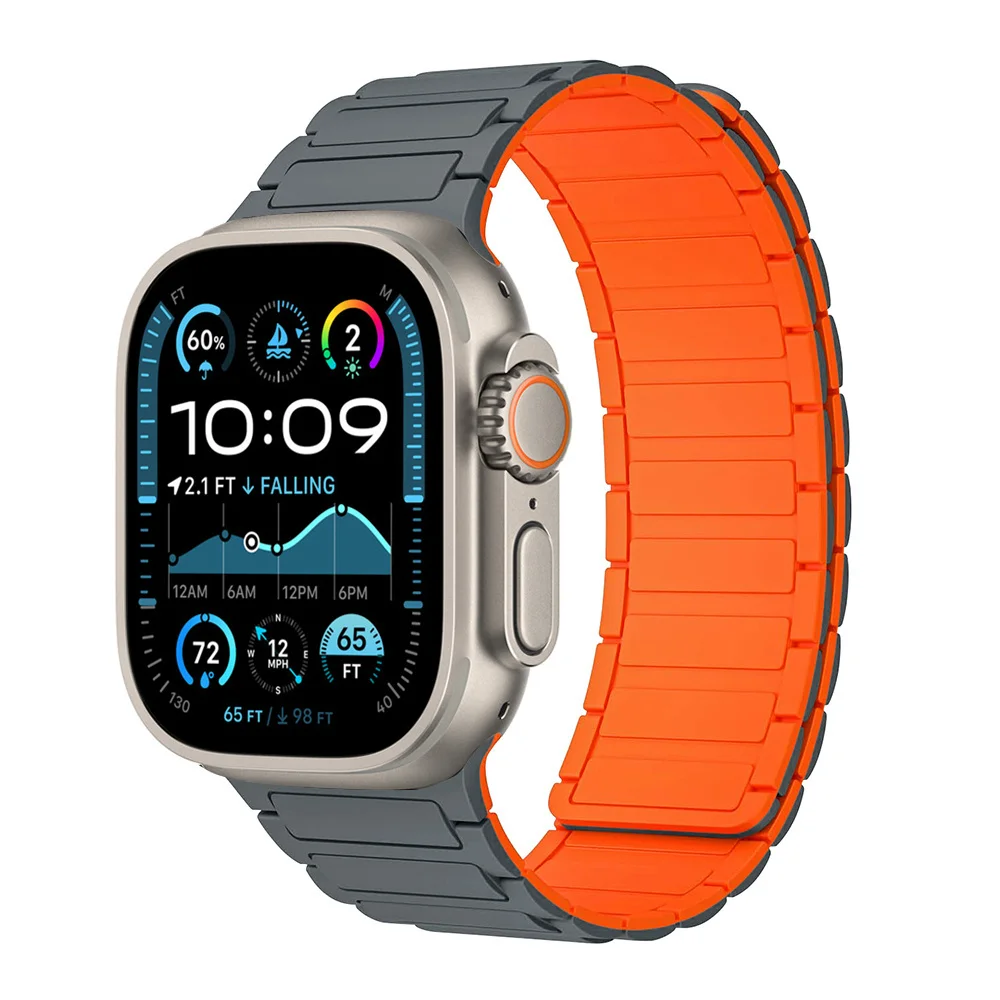 Magnetic Strap for Apple Watch Band 45mm 44 mm 40mm 46mm 41mm 42mm 38 Silicone Bracelet iWatch Series 8 7 6 Se 9 10 Ultra2 49mm