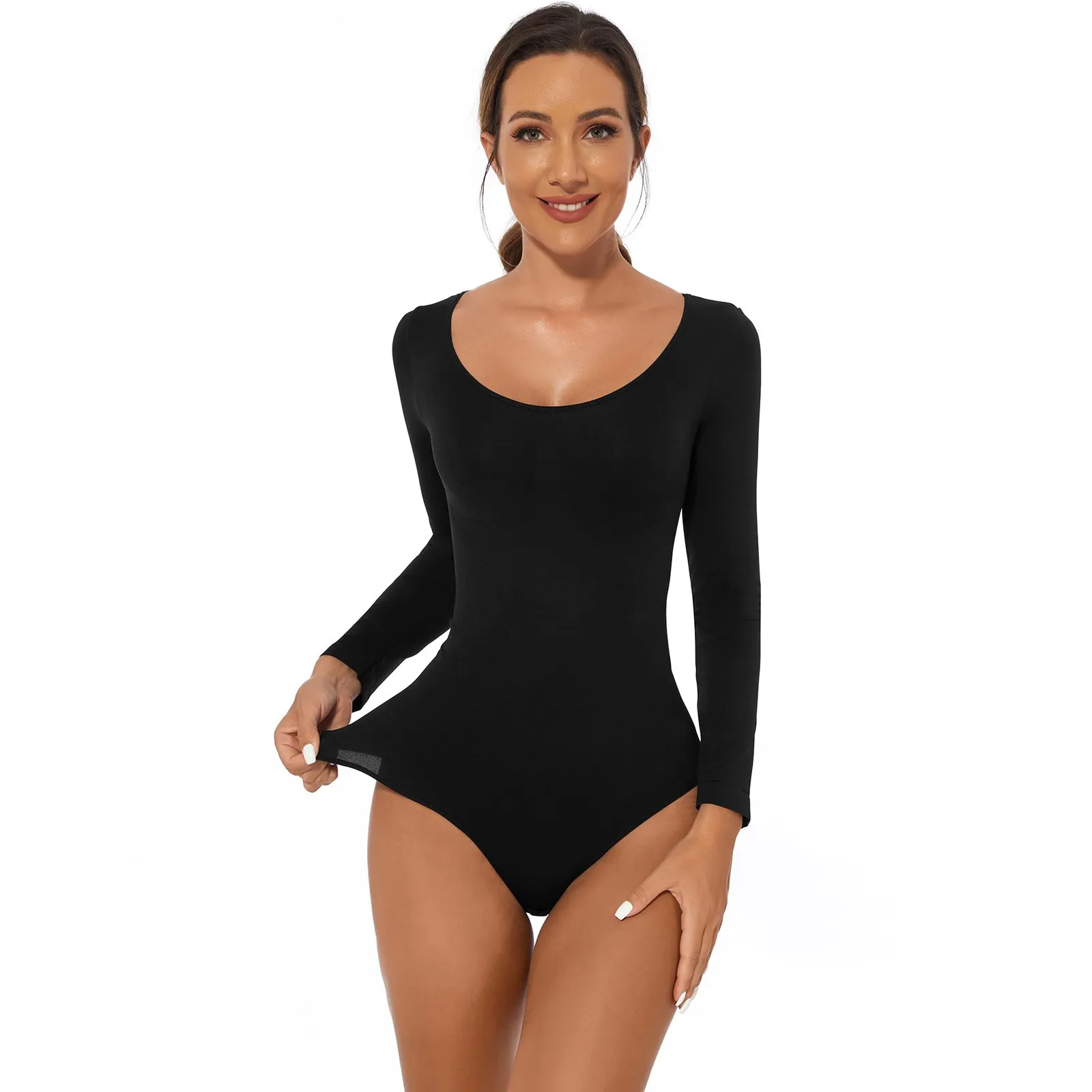 Women's Long Sleeve Body Shaper Control Thong Bodysuit Sculpting Shaping Strong Shaping Breathable Materials