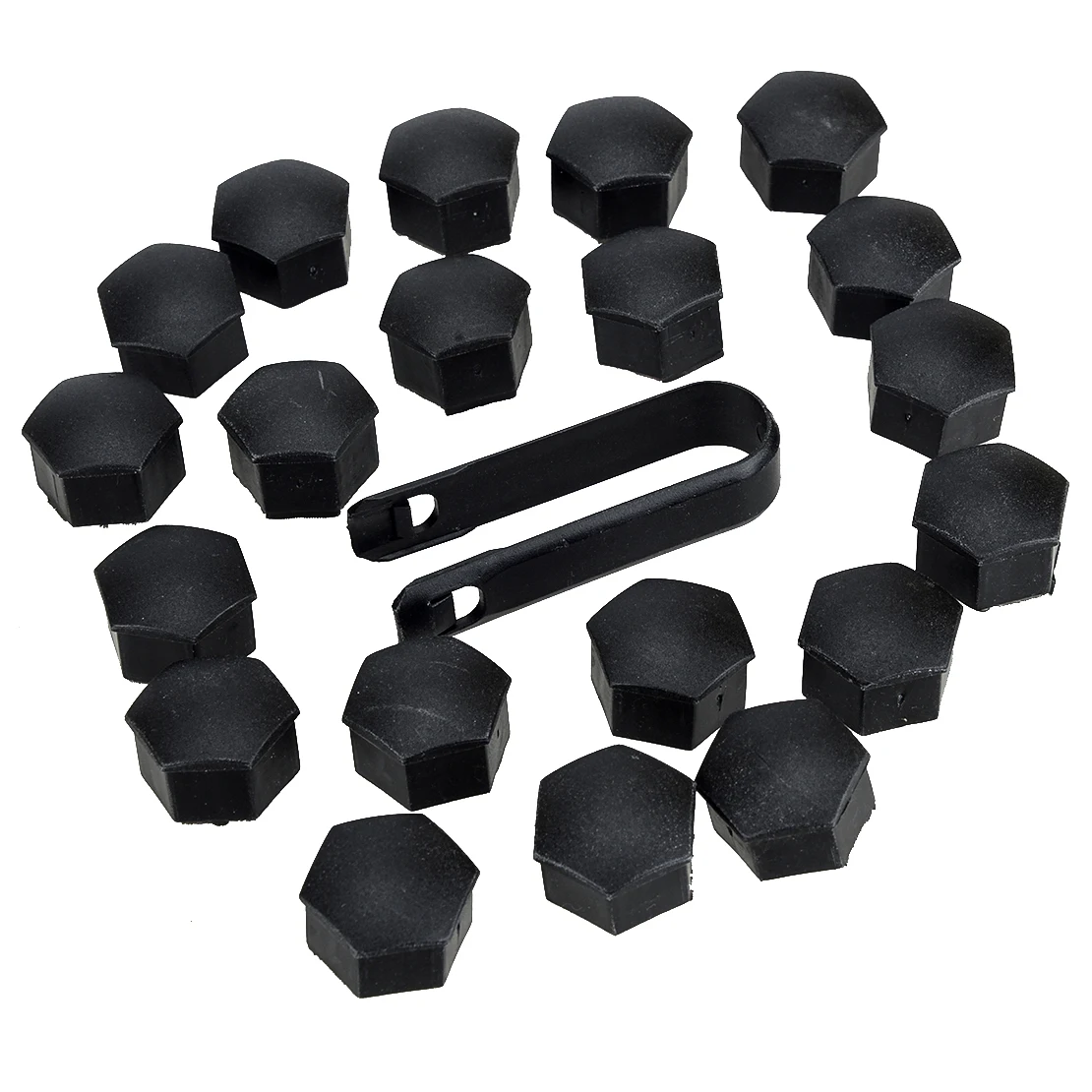 20pcs/Set 21mm Car Wheel Lug Nut Cap Cover with Puller Black Plastic Fit for Tesla Model 3 X S