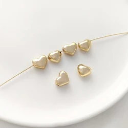 4PCS 14K Gold Filled Through-hole Peach Heart Bracelet Partition Bead Pendant DIY Handmade Jewelry Accessories Necklace Material