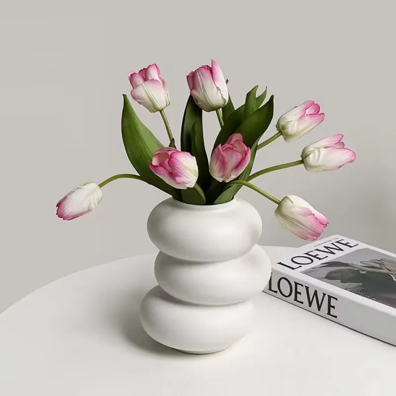 Minimalist Ceramic Vase Silicone Mold Shaped Donut Vase Water Culture Flower Arrangement Desktop Advanced Decoration Mold C476