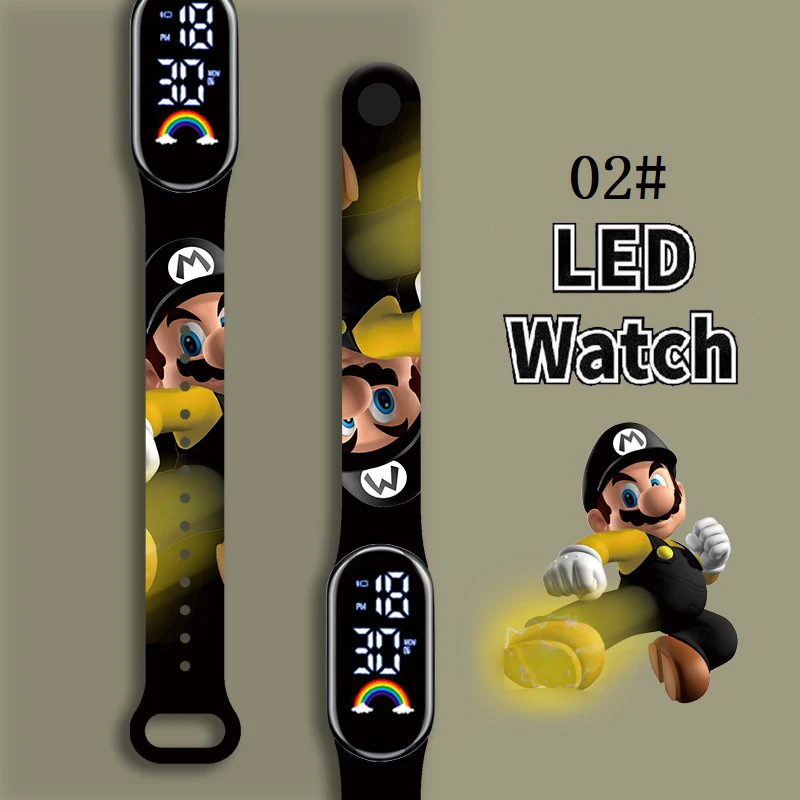 

Mario Bros Children's Watches Action Figures Luigi Princess Peach Yoshi Bowser kids Sport Wristband Waterproof Digital Watch