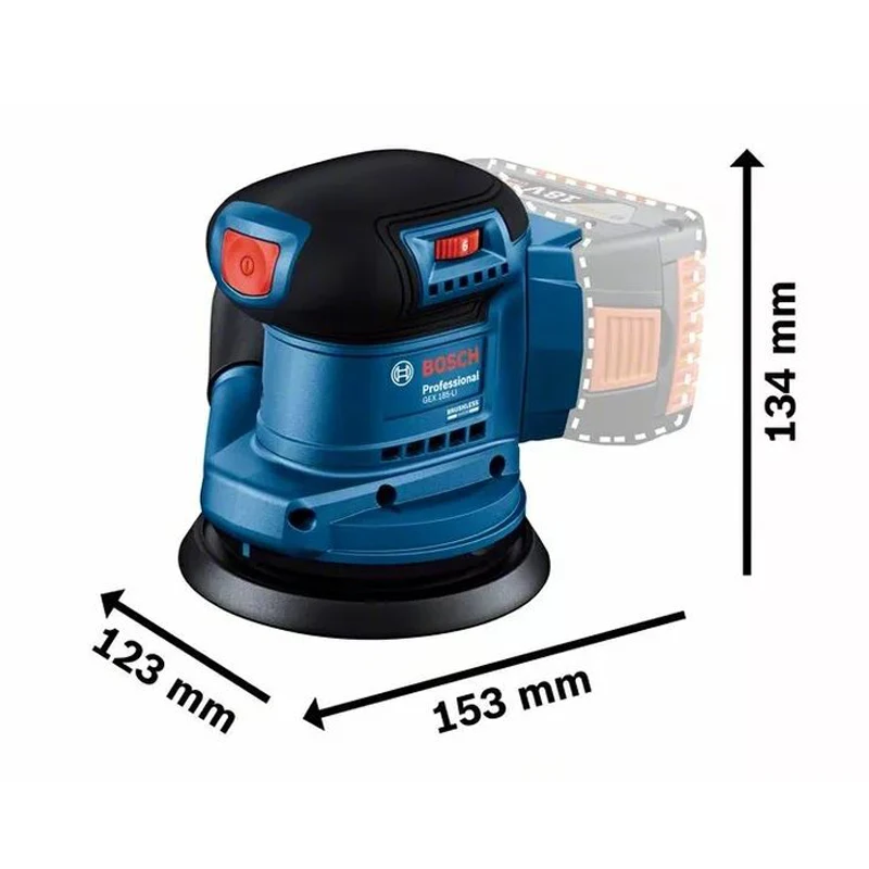 Bosch GEX185-LI Cordless Random Orbit Sander Rechargeable Sandpaper Machine Lithium Battery 18V Brushless Motor Eccentric Sander