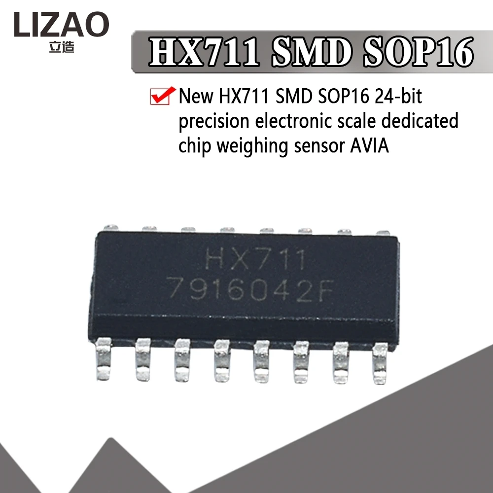 5PCS HX711 SOP-16 24-bit ADC Chip, SMD Weighing Scale Sensor IC for Precision Electronic Scale Applications