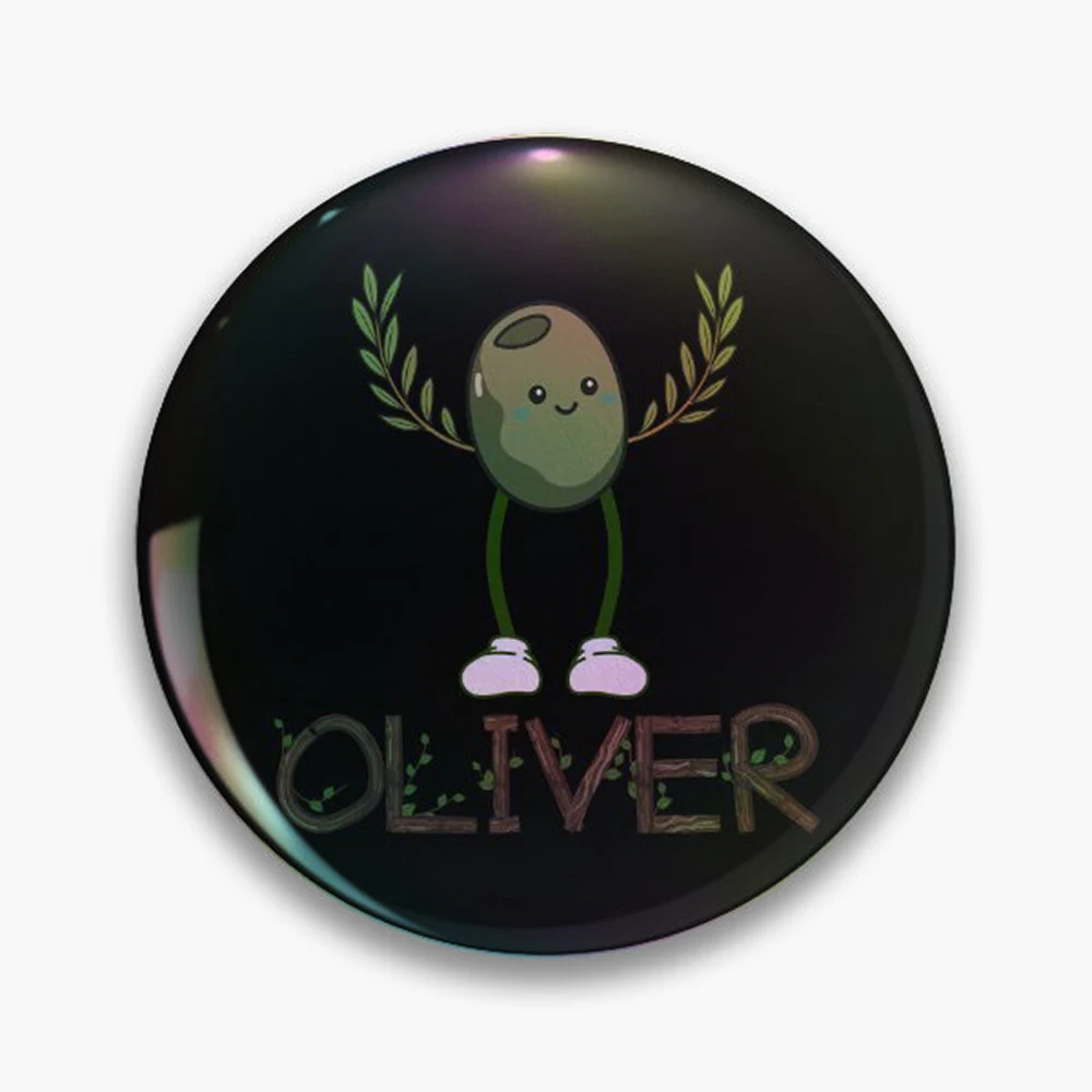 Cute Olive Tree-green Oliver Kawaii Cartoon Food Olive Branch  Pin Holographic Star Heart Pin Brooches Laminated Button Fashion