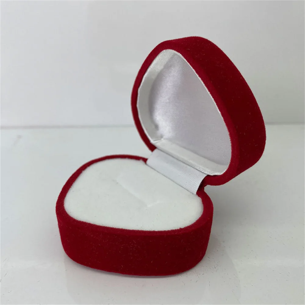 Heart Shape Wedding Rings Box Valentine'S Day Transparent Ring Box Flocking Velvet Jewellery Boxes Wedding Gift Packaging Case