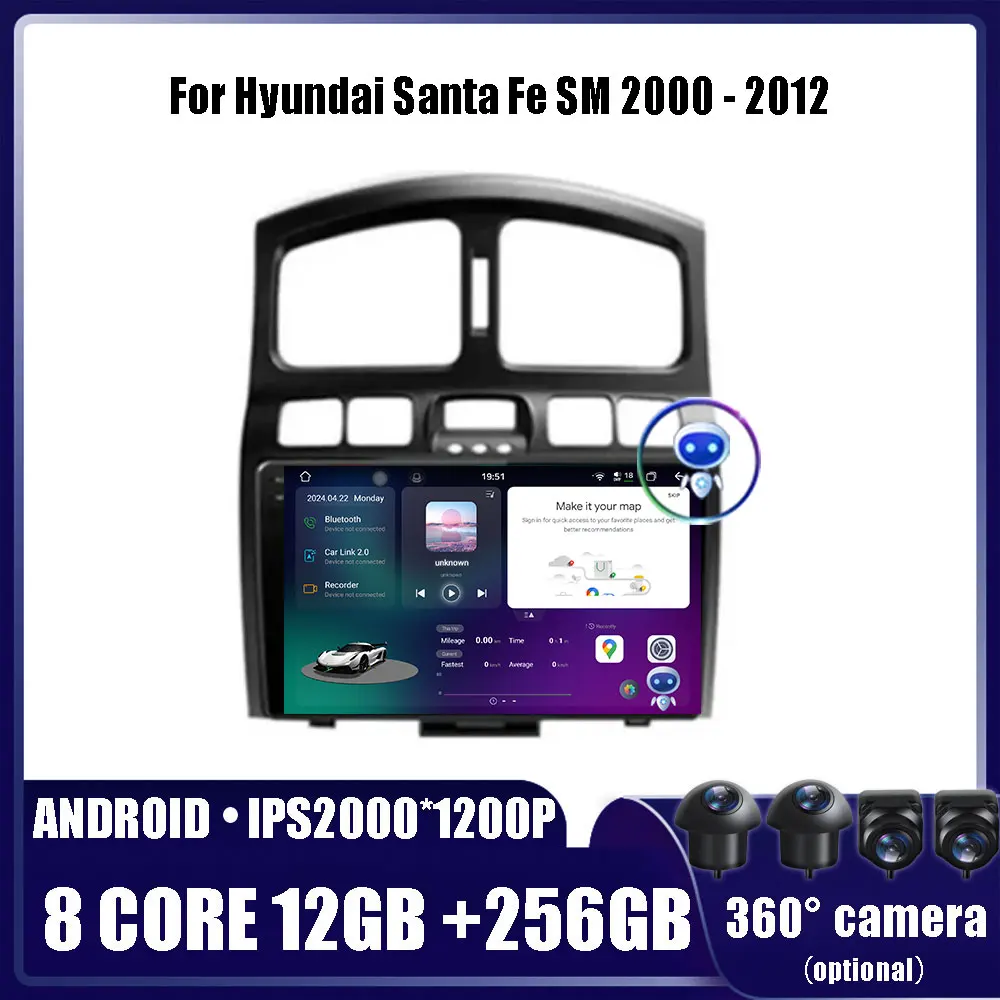 

For Hyundai Santa Fe SM 2000 - 2012 Car Android OS Radio Stereo Multimedia Navigation Video Player GPS Wireless Carplay DSP 5G