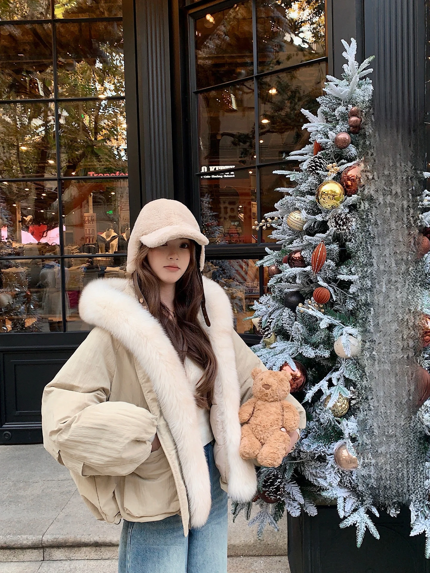 

eis Fur Textured Goose down Jaet Snow Mountain Journey High End 90 White Goose down Women's Puffer Coat