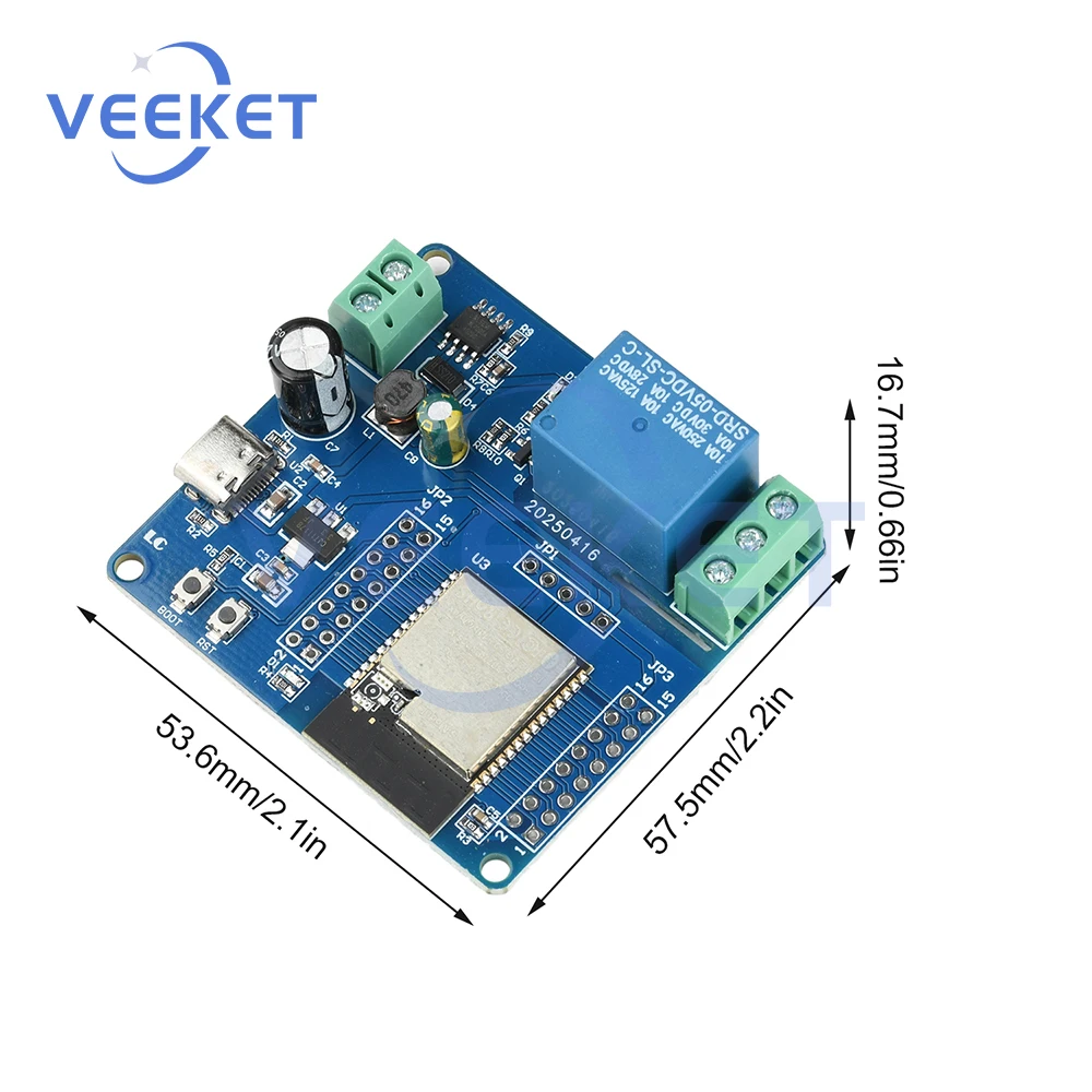 DC5-60V Type-C 5V ESP32-C6 WiFi Bluetooth 1 Channel Relay Module ESP32-C6 Development Board