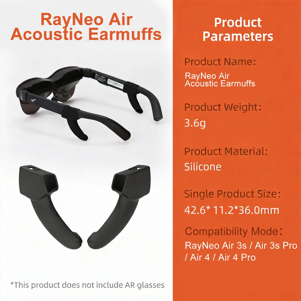 Silikon-Audio-Leitrohr für RayNeo Air 4/Air 4Pro/Air 3S/Air 3S Pro Smart Glasses Zubehör Leichtgewichtiger Schallkanal