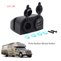 Plastic Car Charger Socket Portable Detachable Dual USB 240W Antiflaming 12-24V Stylish Waterproof RV Boats Power Outlet