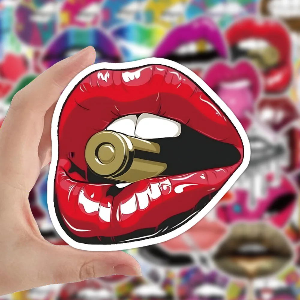 Imagem -04 - Sexy Lips Adesivos Pack Adesivos para Laptop Caixa do Telefone Mala Papelaria Guitarra Suprimentos Scrapbooking Feminino Quente 50 Pcs