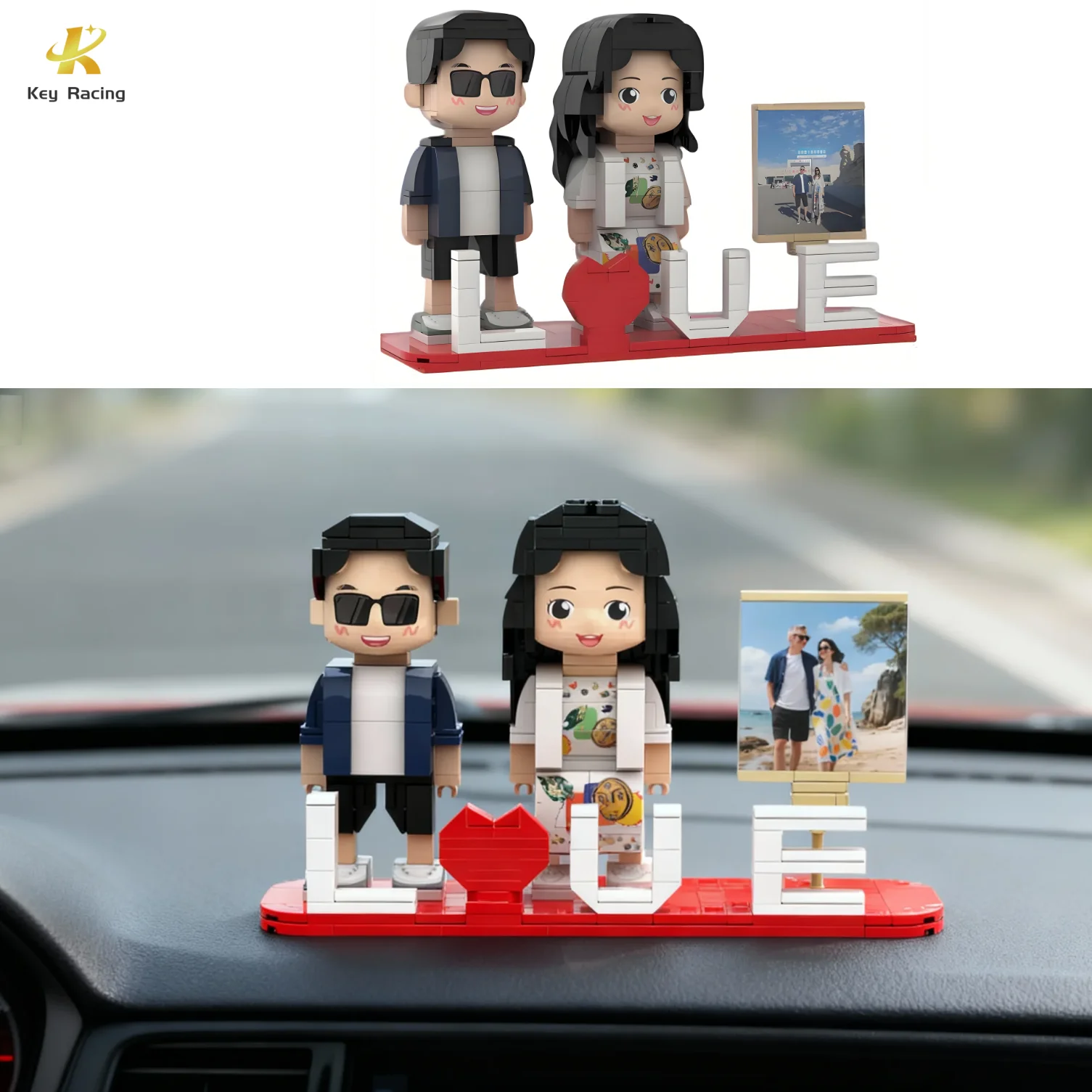 

Personalized Block Puzzle for Lovers, Friends,Custom Puzzles Sets Gift with White Base for Car Decoration Romantic Home Decor