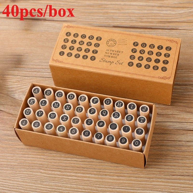 

40pcs/box DIY Handmade Cylindrical Seal Number Alphabet Stamp Diary Wedding Letter Stamp Number Seal Diary Decor