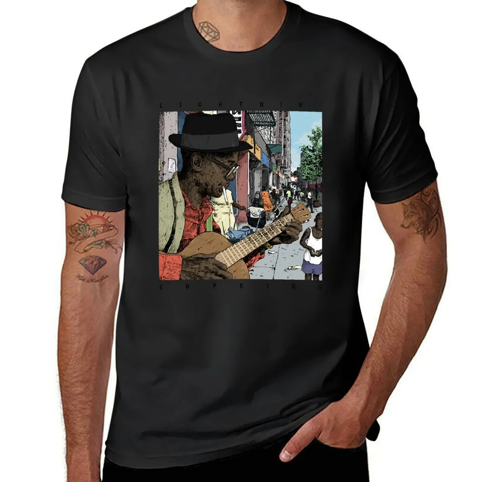 

Lightnin Hopkins Playing Live T-Shirt for a boy blacks oversizeds sports fans mens t shirt