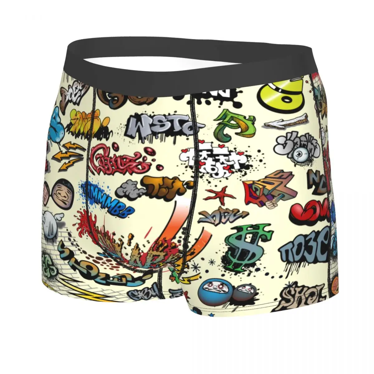 Custom Sexy Funny Graffiti Set Cartoon Street Style Boxers Shorts Panties Men's Underpants Breathable Briefs Underwear