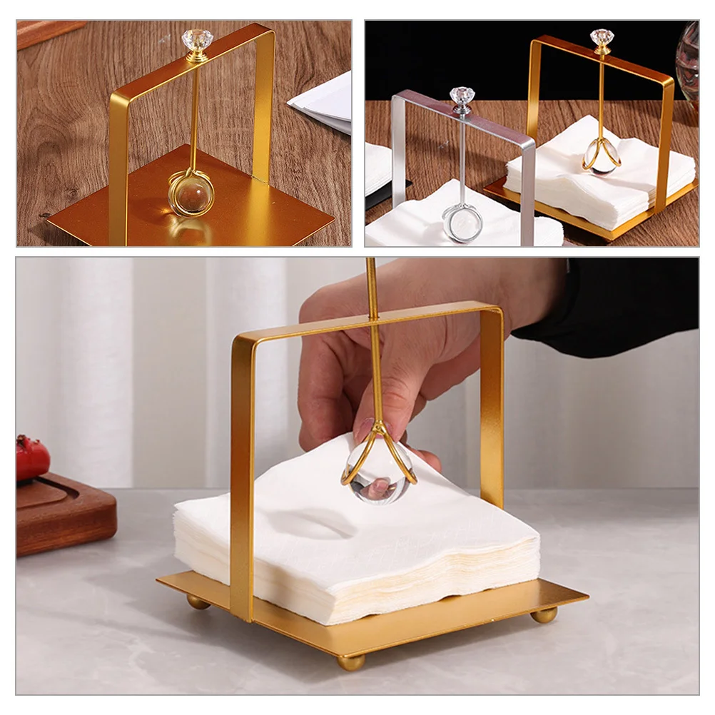 

Square Metal Tissue Dispenser Tissue Holder with Press Napkin Stand for Hotels Restaurants Bars Tabletop Use