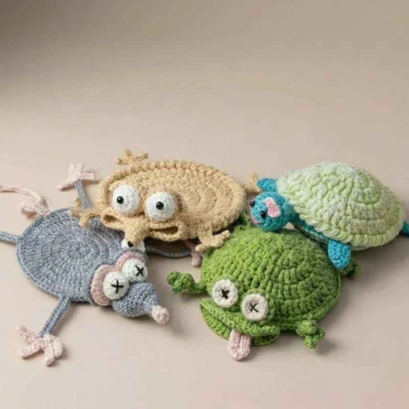 Funny Animal Crochet Coaster Heat Resistant Drink Coaster Knitting Duck Goose Frog Mouse Coasters Table Placemats Home Decor