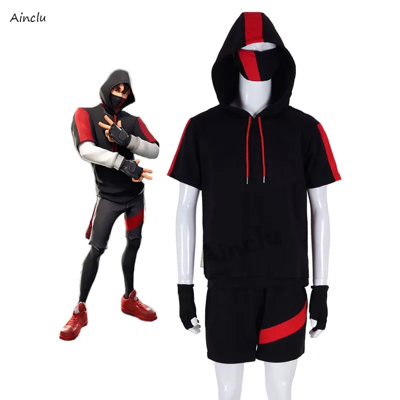 

Костюм для косплея игры Ikonik Skin, мужские толстовки на молнии, куртка с маской для лица, аксессуары для перчаток, костюм на Хэллоуин