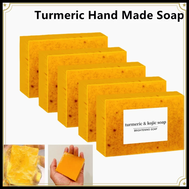 1/2/3Pcs Turmeric Hand Made Soap, Lemon Kojic Acid Soap, Shower and Facial Soap Body Care