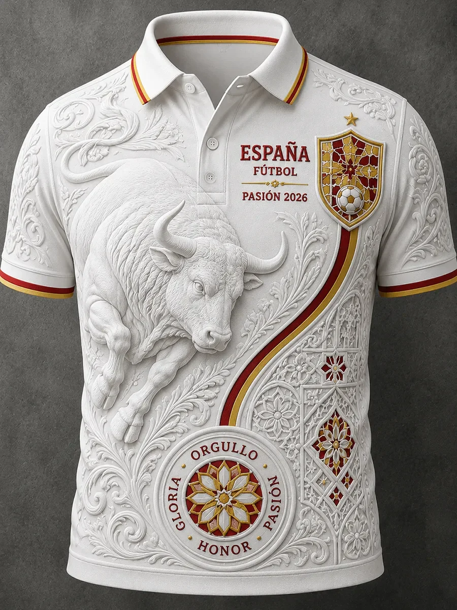 2026 Edition Spanish Soccer Polo Shirt with 3D Print - Comfortable and Breathable - Suitable for Both Men and Women