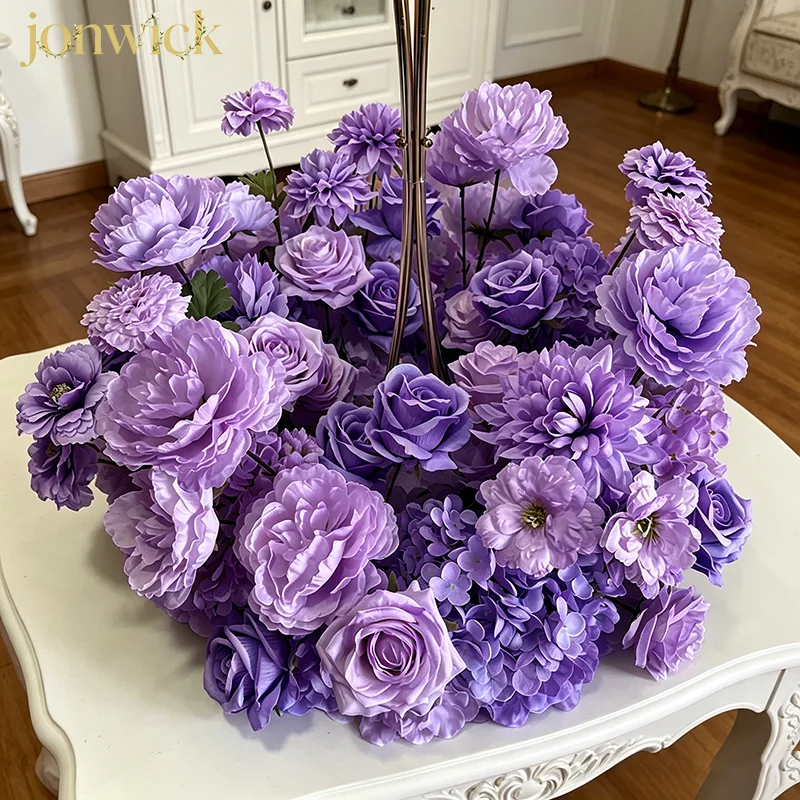 Gelb/Weiß/Rosa/Grün 30-60CM Maßgefertigte Künstliche Blumen Hochzeitsdekoration Tischdekoration Kranz Blumenarrangements Party-Requisiten – Detail 2