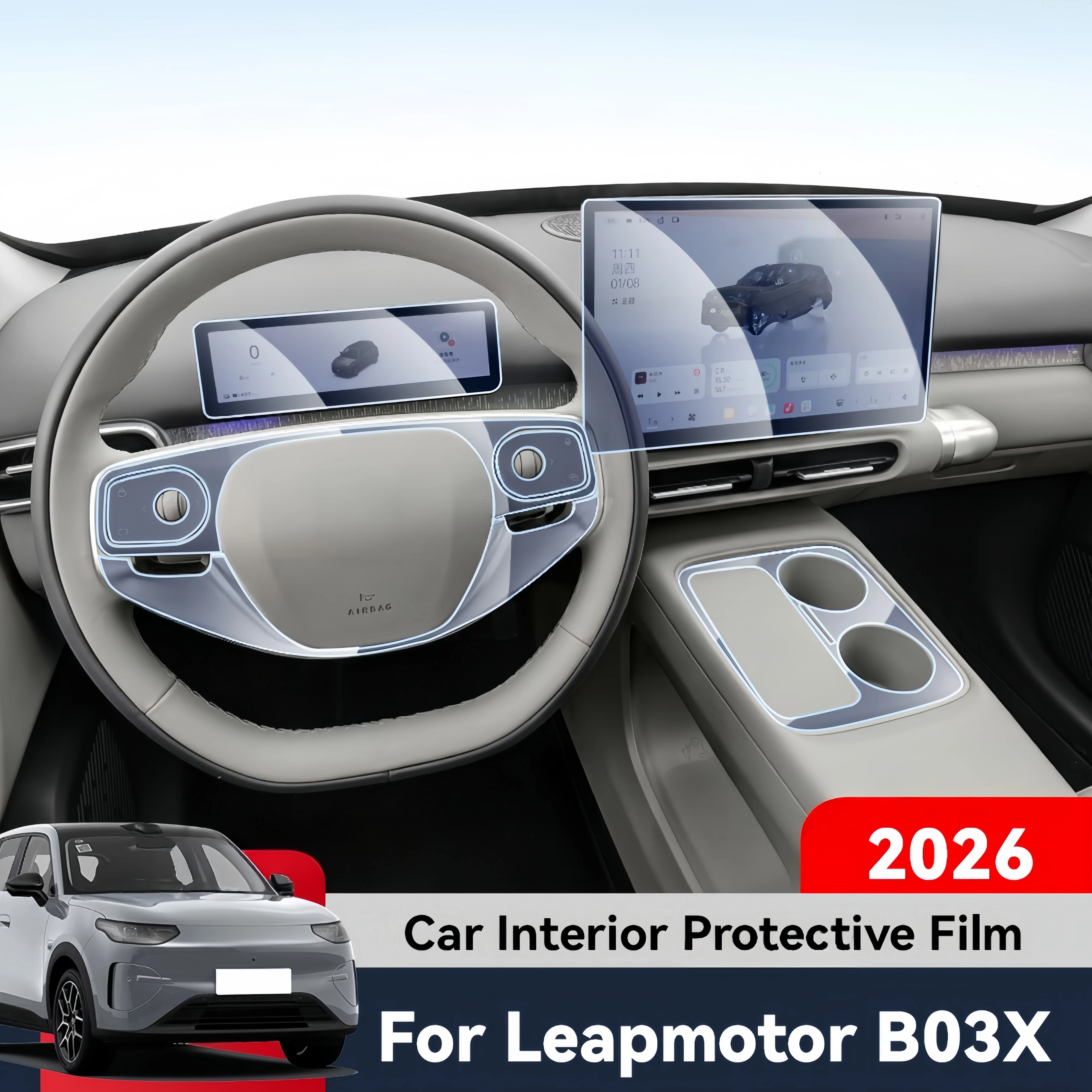 Auto Central Control Screen TPU Navigation Anti Scratch interior Protection Film GPS Navigation For Leapmotor B03X 2026