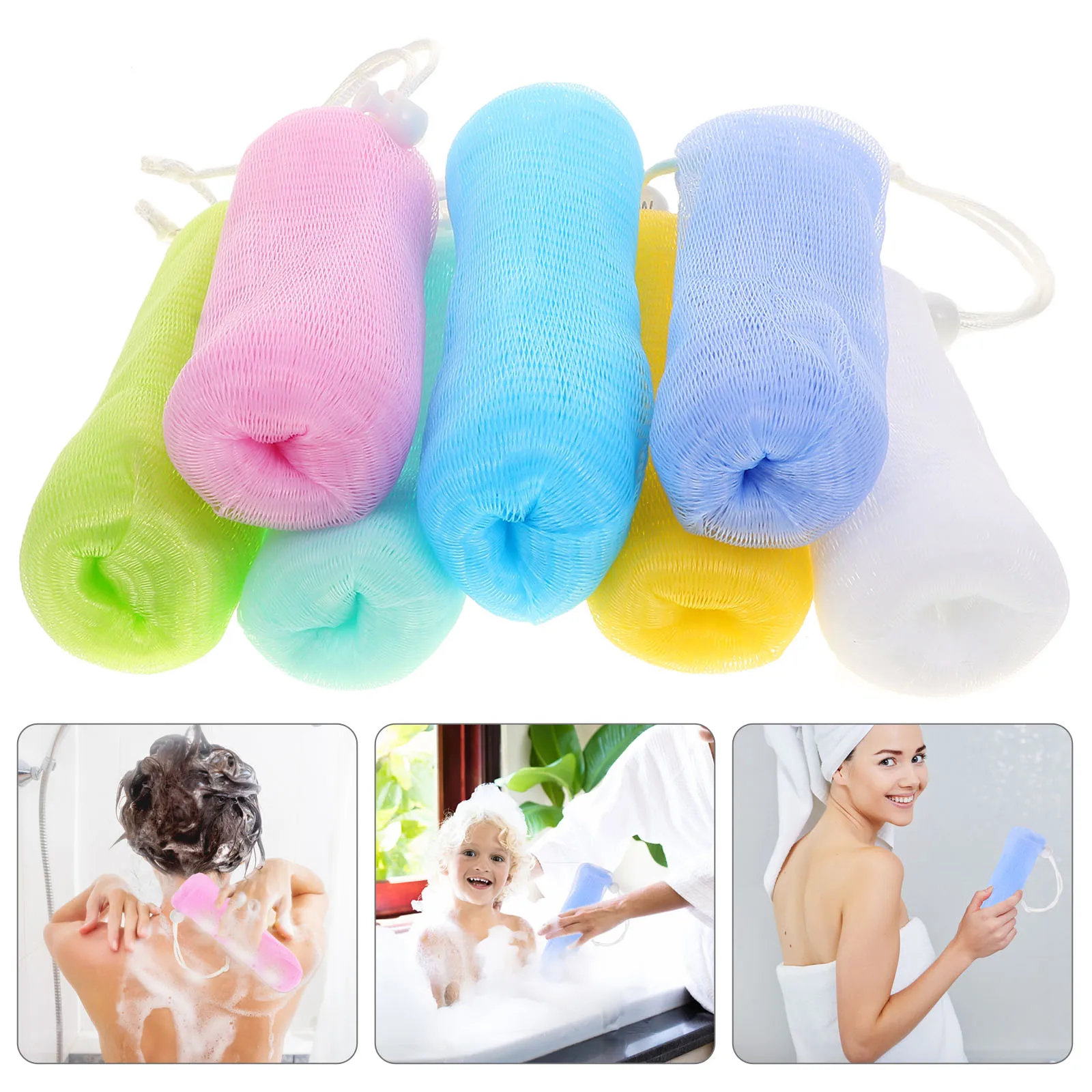 

7pcs Soap Pouches Bath Body Scrubber Handmade Foaming Net Storage Exfoliating Cleanser Soap Maker