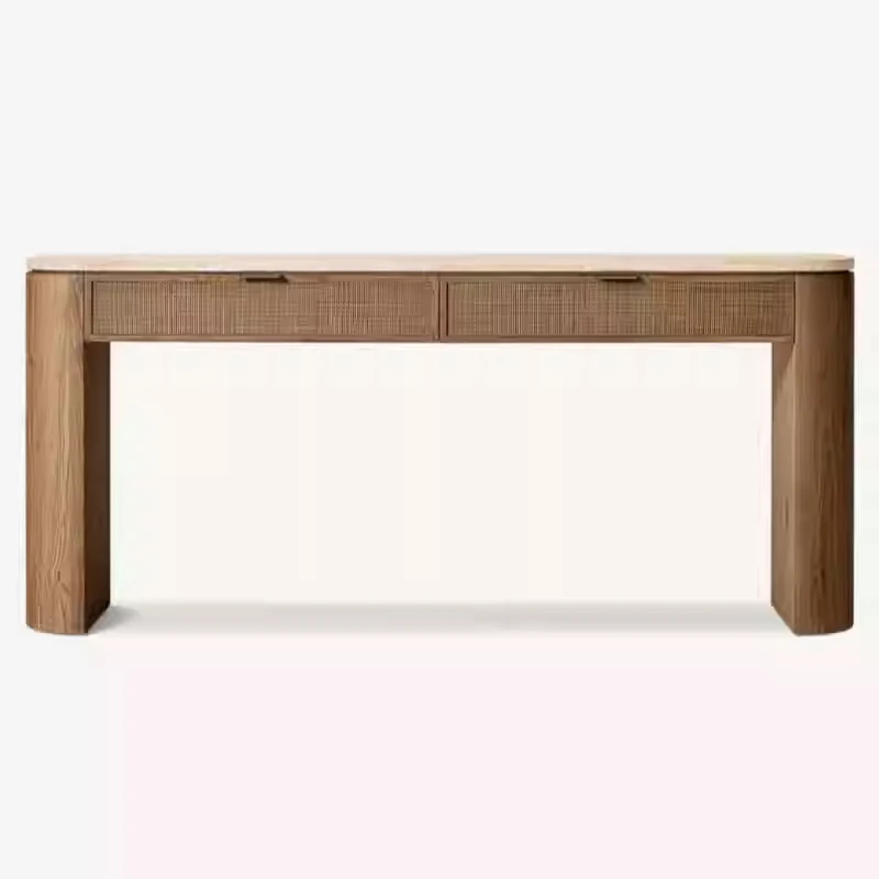 Solid Wood Large Modern Console Table Vintage Home Decorative Furniture For Living Room Ark Entrance Hall Mail Packing Natural