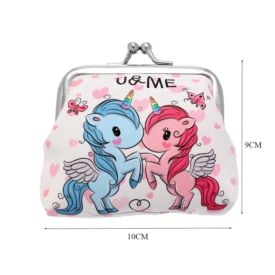 Baby Fashion Bag Clip Unicorn Cartoon Print Cute Kids Wallet Creative Short Wallet Mini Coin Bag