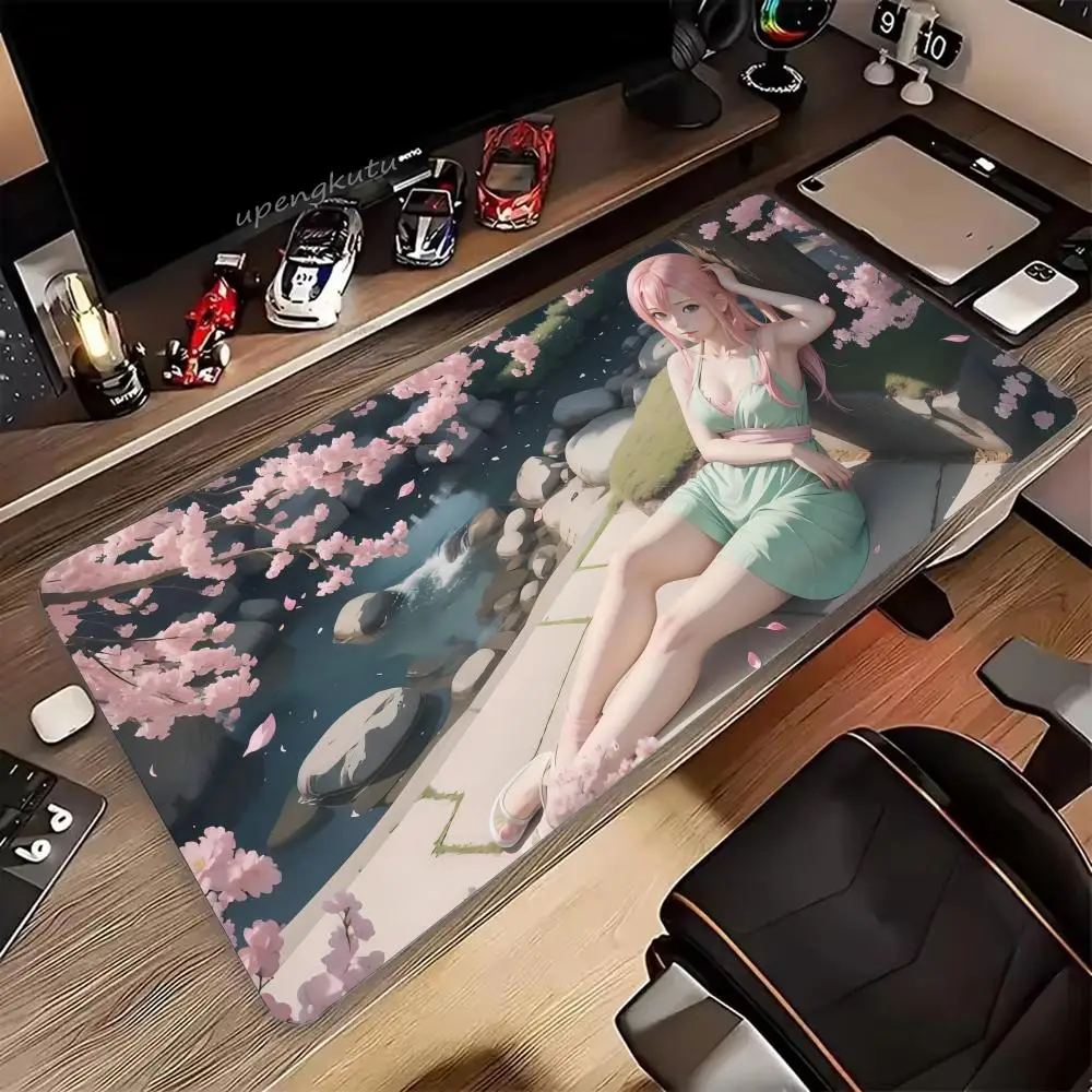 

Коврик для мыши с милыми аниме-девочками, XXL, 900x400, кавайный, для компьютерного стола, большой игровой коврик для мыши, резиновые подкладки