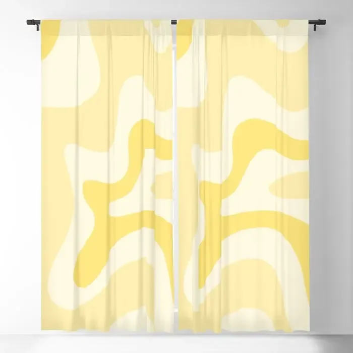 Light Yellow Abstract SwirlBlackout Curtains 3D Print Window Curtains for Bedroom Living Room Decor Window Treatments