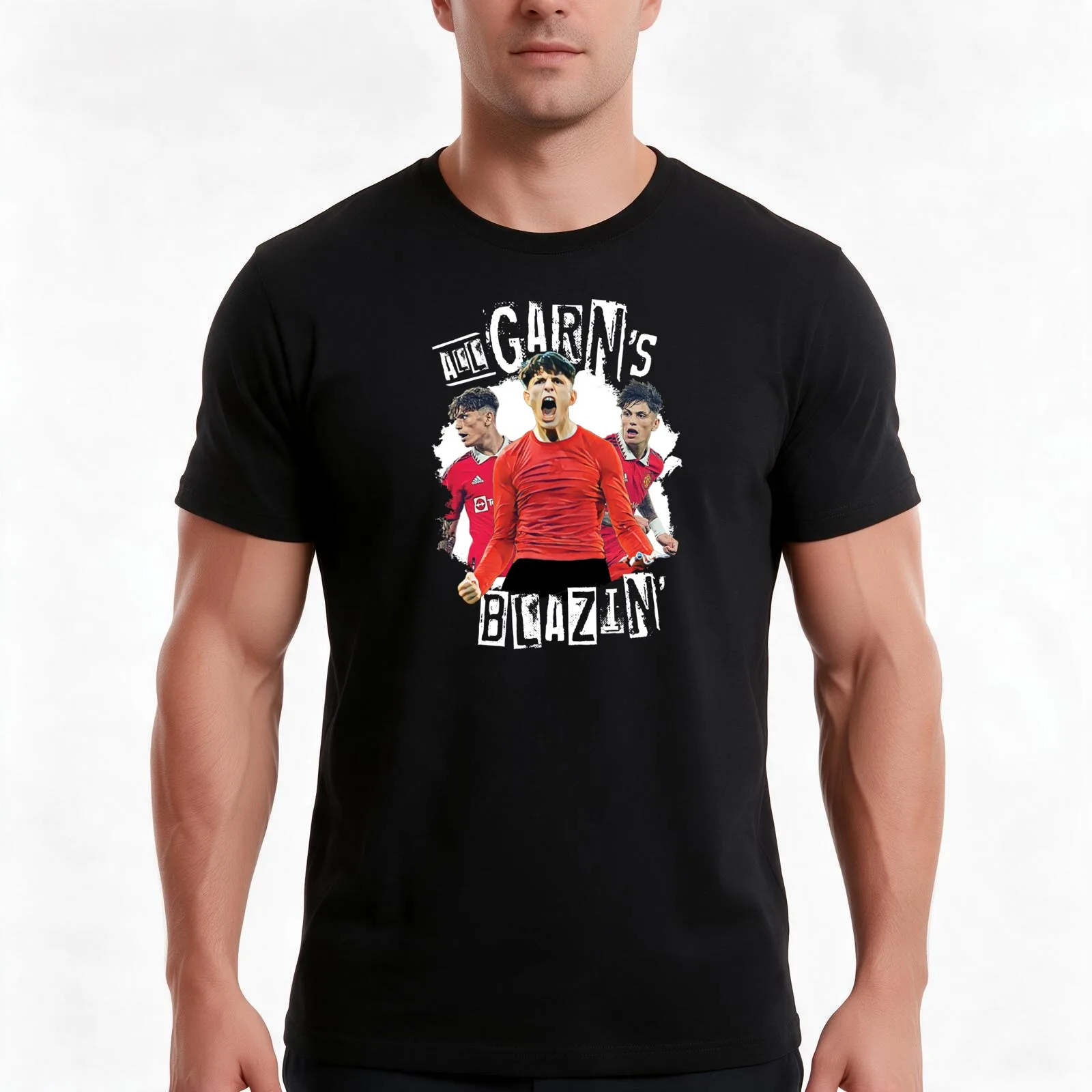 All Garnacho is Blazing! (White) T-Shirt, Summer Casual Cotton Tee, Oversized Streetwear Tops, Vintage Graphic Print